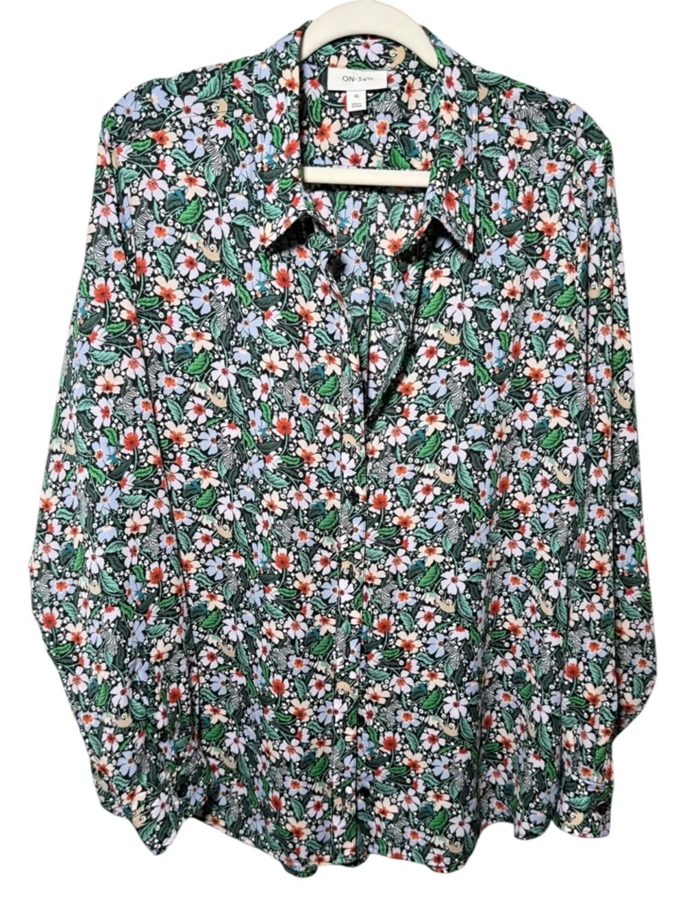 On 34th Macy’s long sleeve floral button-down blouse XL Cottagecore chic